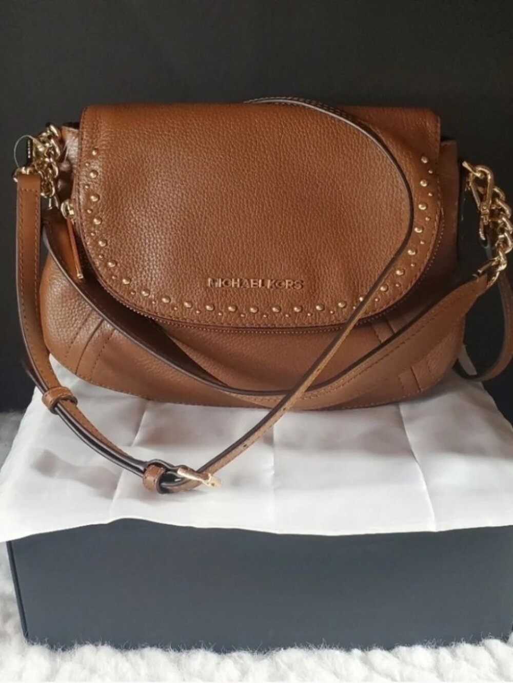 Michael Michael Kors Aria Tan Leather Shoulder Bag
